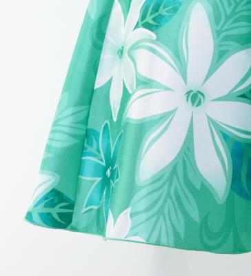 Hula Long Dress with Tiare Print / Luxury Collection / Turquoise Blue / J2843tbl