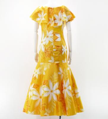 Hula Long Dress with Tiare Print / Luxury Collection / Yellow / J2843ye