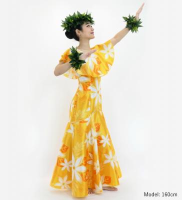 Hula Long Dress with Tiare Print / Luxury Collection / Yellow / J2843ye