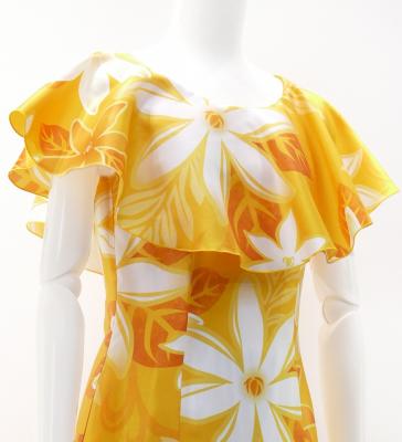 Hula Long Dress with Tiare Print / Luxury Collection / Yellow / J2843ye