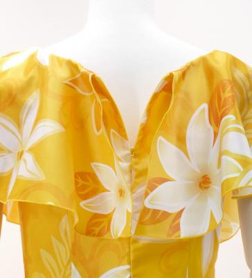 Hula Long Dress with Tiare Print / Luxury Collection / Yellow / J2843ye