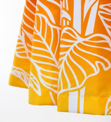 Hula Pa'u Skirt with Bird of Paradise Print / Orange & Plum /G2933