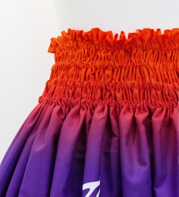 Hula Pa'u Skirt with Bird of Paradise Print / Orange & Plum /G2933
