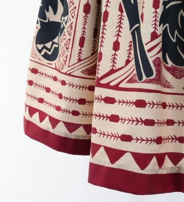 Hula Pa'u Skirt with Kahiko Print / Beige /G2937