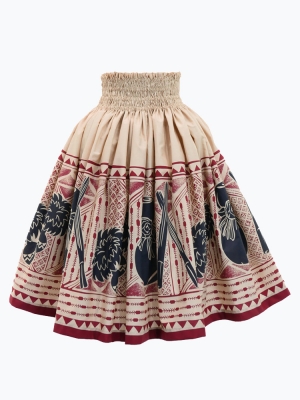 Hula Pa'u Skirt with Kahiko Print / Beige /G2937