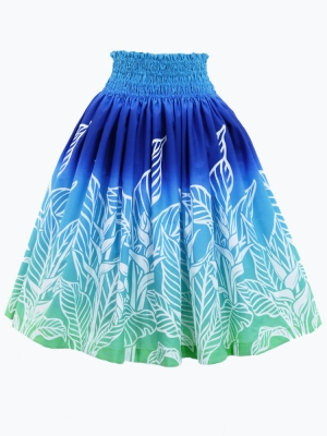 Hula Pa'u Skirt with Bird of Paradise Print / Aqua & Royal /G2939