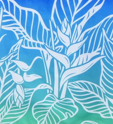 Hula Pa'u Skirt with Bird of Paradise Print / Aqua & Royal /G2939