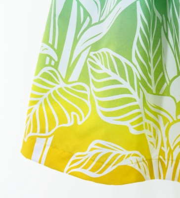 Hula Pa'u Skirt with Bird of Paradise Print / Yellow & Brown /G2941