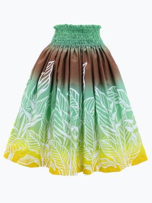 Hula Pa'u Skirt with Bird of Paradise Print / Yellow & Brown /G2941