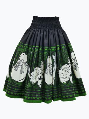 Hula Pa'u Skirt with Kahiko Print / Black /G2943