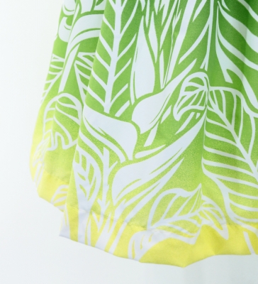 Hula Pa'u Skirt with Bird of Paradise Print / Yellow & Green /G2945