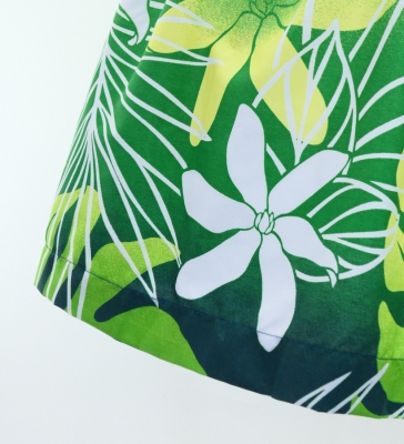 Hula Pa'u Skirt with Tiare Print / Green & Yellow /G2965