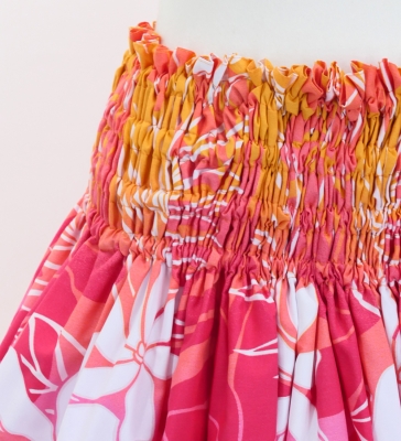 Hula Pa'u Skirt with Tiare Print / Fuchsia & Pink /G2969