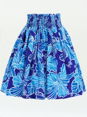 Hula Pa'u Skirt with Hibiscus Print / Blue /G2975