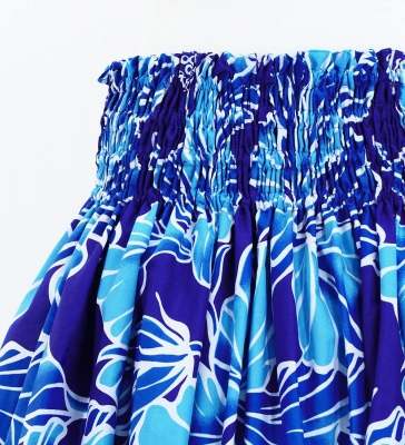 Hula Pa'u Skirt with Hibiscus Print / Blue /G2975