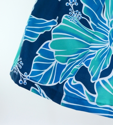 Hula Pa'u Skirt with Hibiscus Print / Teal /G2977