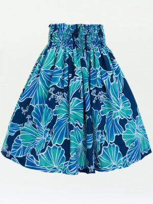 Hula Pa'u Skirt with Hibiscus Print / Teal /G2977