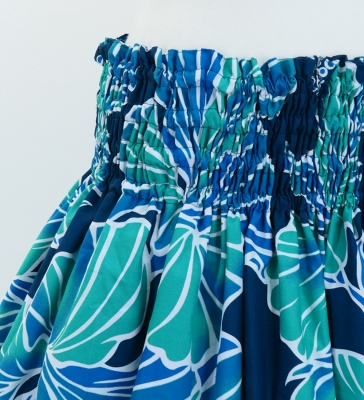 Hula Pa'u Skirt with Hibiscus Print / Teal /G2977