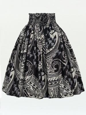 Hula Pa'u Skirt with Kahiko Print / Black /G2983
