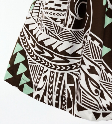 Hula Pa'u Skirt with Kahiko Print / Brown /G2985