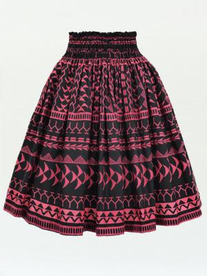 Hula Pa'u Skirt with Kahiko Print / Black & Red /G2989