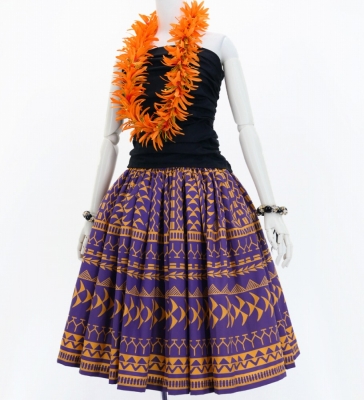Hula Pa'u Skirt with Kahiko Print / Purple /G2993