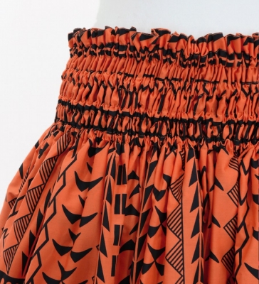 Hula Pa'u Skirt with Kahiko Print / Orange /G2995