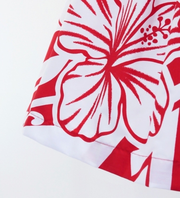 Hula Pa'u Skirt with Kahiko Print / White & Red /G2997