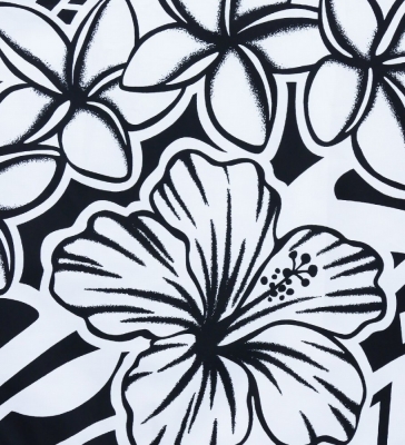 Hula Pa'u Skirt with Kahiko Print / White & Black /G2999