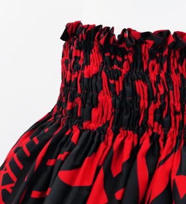 Hula Pa'u Skirt with Kahiko Print / Red & Black /G3003