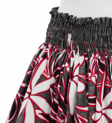Hula Pa'u Skirt with Tiare Print / Black /J3005