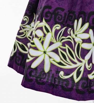 Hula Pa'u Skirt with Tiare Print / Purple /J3007