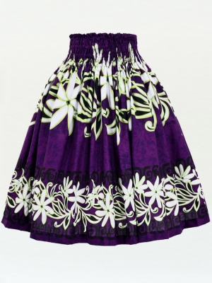 Hula Pa'u Skirt with Tiare Print / Purple /J3007