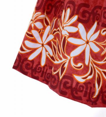 Hula Pa'u Skirt with Tiare Print / Red /G3009