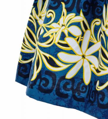 Hula Pa'u Skirt with Tiare Print / Blue /G3011