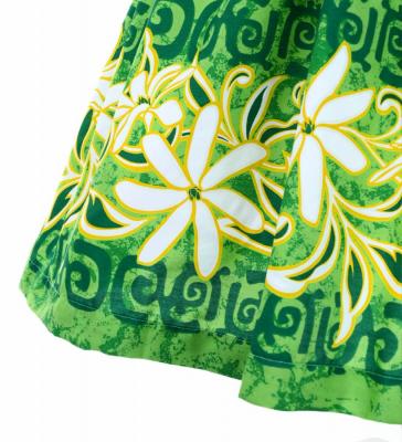 Hula Pa'u Skirt with Tiare Print / Green /G3015
