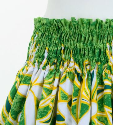 Hula Pa'u Skirt with Tiare Print / Green /G3015