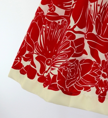 Hula Pa'u Skirt with Lehua Print / Cream /G3017