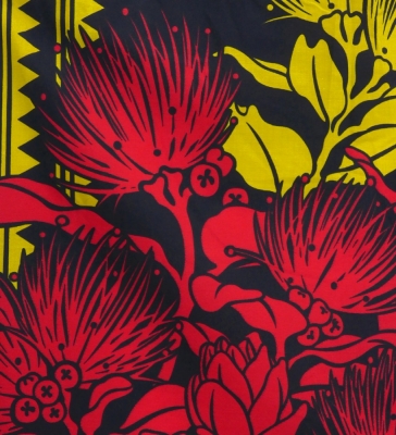 Hula Pa'u Skirt with Lehua Print / Black /J3019