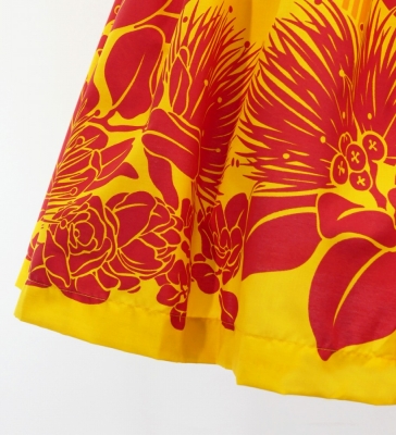 Hula Pa'u Skirt with Lehua Print / Yellow /G3021