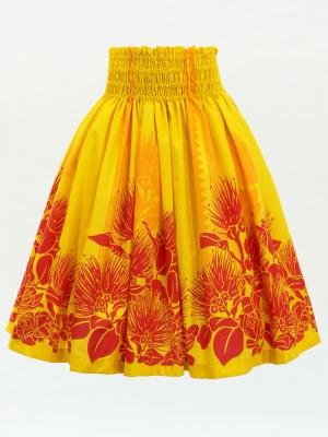 Hula Pa'u Skirt with Lehua Print / Yellow /G3021