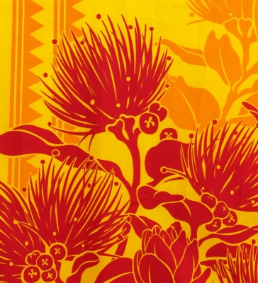 Hula Pa'u Skirt with Lehua Print / Yellow /G3021