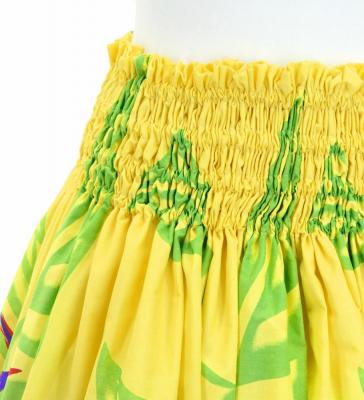 Hula Pa'u Skirt with Bird of Paradise Print / Yellow /J3023