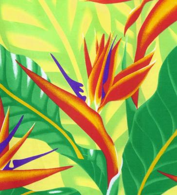 Hula Pa'u Skirt with Bird of Paradise Print / Yellow /J3023