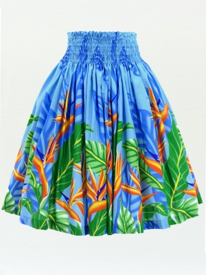 Hula Pa'u Skirt with Bird of Paradise Print / Blue /G3025