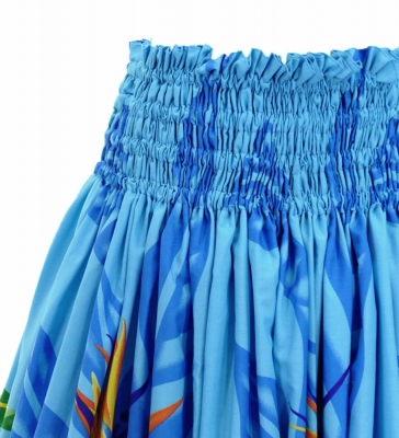 Hula Pa'u Skirt with Bird of Paradise Print / Blue /G3025