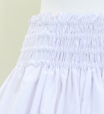 Hula Pa'u Skirt with Plumeria & Hawaiian Leaf Print / White /G3063
