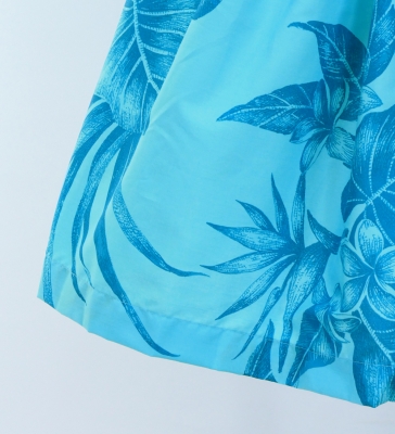 Hula Pa'u Skirt with Plumeria & Hawaiian Leaf Print / Turquoise /G3065