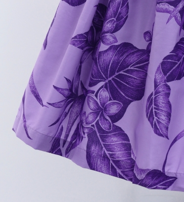 Hula Pa'u Skirt with Plumeria & Hawaiian Leaf Print / Purple /G3067