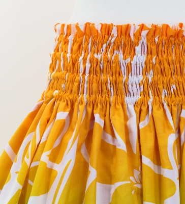 Hula Pa'u Skirt with Tiare Print / Orange & Green /G3071